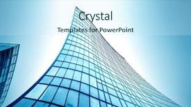  Presentation with tech city - Audience pleasing presentation theme consisting of tall buildings - panoramic and perspective wide angle backdrop and a cool aqua colored foreground