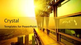  Presentation with tall buildings - Audience pleasing presentation consisting of tall buildings - top view building sunset time backdrop and a gold colored foreground
