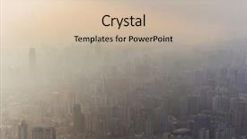  Presentation with tall buildings - Theme featuring tall buildings in fog background and a soft green colored foreground