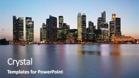  Presentation with tall buildings - Cool new slides with tall buildings reflected in a water at twilight backdrop and a ocean colored foreground