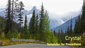  Presentation with banff national park - Slides consisting of tall-conifer-trees background and a tawny brown colored foreground