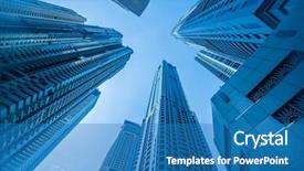  Presentation with tall buildings - Audience pleasing PPT theme consisting of tall dubai marina skyscrapers backdrop and a teal colored foreground