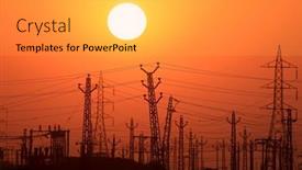  Presentation with electricity - PPT theme enhanced with tall-electricity-towers-against background and a light gray colored foreground