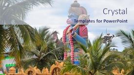  Presentation with hanuman - Colorful presentation theme enhanced with tall-lord-hanuman-statue-temple backdrop and a sky blue colored foreground
