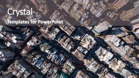  Presentation with tall building - Slides having tall person - aerial view of hong kong background and a gray colored foreground