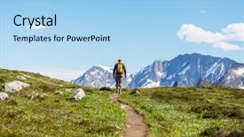  Presentation with canadian - Presentation theme having tall person - hiking man in canadian mountains background and a light blue colored foreground