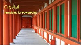  Presentation with tall - Audience pleasing presentation design consisting of tall-red-pillars-and-windows backdrop and a tawny brown colored foreground