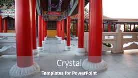  Presentation with tall - Theme consisting of tall-red-pillars-of-temple background and a gray colored foreground