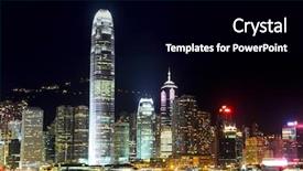  Presentation with hong kong stock market - Beautiful presentation featuring tall ship - hong kong cityscape at night backdrop and a  colored foreground