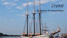  Presentation with tall - Presentation theme enhanced with tall ship at port background and a light blue colored foreground