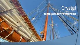  Presentation with low angle view of volleyball - Colorful PPT theme enhanced with tall ship mast low angle backdrop and a teal colored foreground