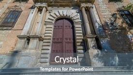  Presentation with medieval church - PPT theme enhanced with tall stone columns medieval church background and a gray colored foreground