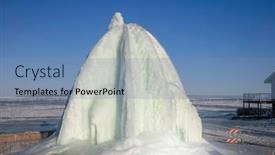  Presentation with lake ice - Presentation design with tall-structure-created-with-ice background and a teal colored foreground