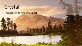  Presentation with lake - Presentation theme enhanced with tall tree - picture lake and mount shuksan background and a  colored foreground