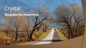  Presentation with tall - Presentation design enhanced with tall-trees-along-country-road background and a  colored foreground