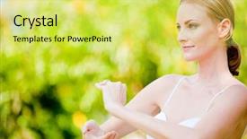  Presentation with tai chi - Beautiful theme featuring tall woman doing tai chi backdrop and a yellow colored foreground