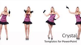  Presentation with pink gold glitter wedding anniversary - Slide deck having tall woman in pink striped background and a white colored foreground