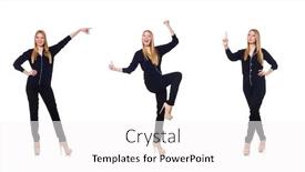  Presentation with tall - Slide deck enhanced with tall-young-woman-in-black background and a white colored foreground