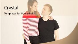  Presentation with racial - Colorful theme enhanced with taller - attractive inter racial couple being backdrop and a lemonade colored foreground