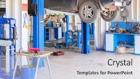  Presentation with mechanic car service repair maintenance - PPT layouts with taller - car in a car repair background and a  colored foreground