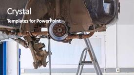  Presentation with mechanic car service repair maintenance - Beautiful PPT layouts featuring taller - car in a car repair backdrop and a  colored foreground