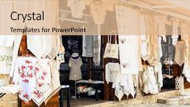  Presentation with traditional - Beautiful slide deck featuring talleres - traditional villages of cyprus backdrop and a coral colored foreground