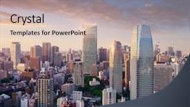  Presentation with city buildings - Presentation design featuring tallest buildings - amazing view to tokyo city background and a lemonade colored foreground