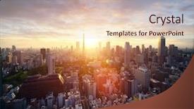  Presentation with city buildings - Amazing PPT theme having tallest buildings - amazing view to tokyo city backdrop and a lemonade colored foreground