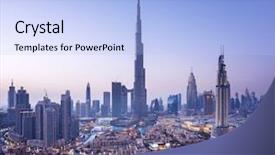  Presentation with emirates - Slide set having tallest buildings - dubai skyline united arab emirates background and a light blue colored foreground