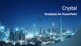  Presentation with emirates - Cool new slide set with tallest buildings - dubai skyline united arab emirates backdrop and a navy blue colored foreground