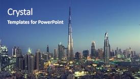  Presentation with emirates - Theme with tallest buildings - dubai skyline united arab emirates background and a ocean colored foreground