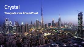  Presentation with emirates - Slide set consisting of tallest buildings - dubai skyline united arab emirates background and a cobalt blue colored foreground