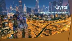  Presentation with dubai - Colorful PPT theme enhanced with tallest buildings - dubai sunset panoramic view backdrop and a ocean colored foreground