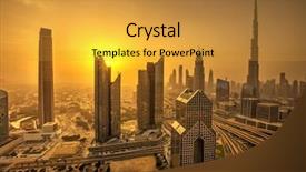  Presentation with view of toronto downtown - Colorful PPT layouts enhanced with tallest buildings - dubai sunset panoramic view backdrop and a gold colored foreground