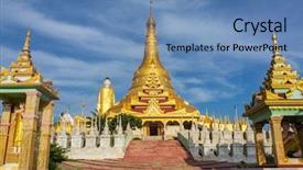  Presentation with buddha - Slide set consisting of tallest statue in the world background and a teal colored foreground