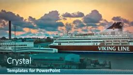  Presentation with cruise ships - Slide set with virtualreality - excited young man and woman background and a gray colored foreground