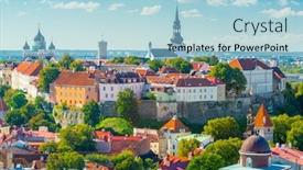  Presentation with skyline - Beautiful theme featuring tallinn-estonia-historic-skyline-towards backdrop and a light blue colored foreground