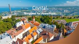  Presentation with skyline - Colorful slide deck enhanced with tallinn-estonia-historic-skyline-towards backdrop and a teal colored foreground
