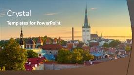 Presentation with skyline - Cool new presentation theme with tallinn-estonia-old-city-skyline backdrop and a seafoam green colored foreground