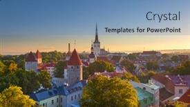  Presentation with skyline - Amazing presentation theme having tallinn-estonia-old-city-skyline backdrop and a teal colored foreground