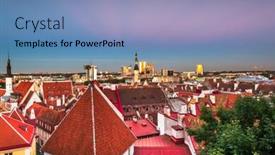  Presentation with skyline - PPT theme consisting of tallinn-estonia-old-city-skyline background and a teal colored foreground