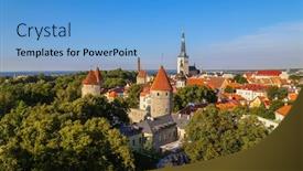  Presentation with old - PPT theme consisting of tallinn-estonia-top-view background and a teal colored foreground