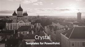  Presentation with city - Slides consisting of tallinn-old-city-aerial-view background and a dark gray colored foreground