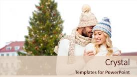  Presentation with happy holidays - PPT layouts featuring tallinn old town hall square background and a lemonade colored foreground