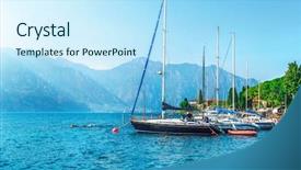  Presentation with boats - PPT layouts having tallship - sailing boats yachts on garda background and a sky blue colored foreground
