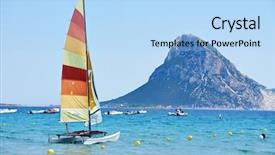  Presentation with sail - PPT theme with tallship - scenic italy sardinia beach resort background and a  colored foreground