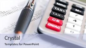  Presentation with income tax - Presentation design consisting of tally - calculating numbers for income tax background and a  colored foreground