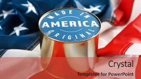  Presentation with canned food - Audience pleasing PPT layouts consisting of tally - canned food on american flag backdrop and a red colored foreground