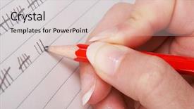  Presentation with hand holding pencil - Amazing slide deck having tally - hand holding a pencil backdrop and a light gray colored foreground