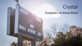  Presentation with baseball field - PPT theme with tally board - close up of a scoreboard background and a light blue colored foreground